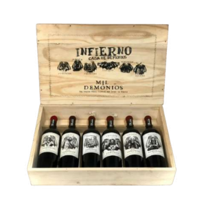 CAJA DE MADERA CON 6 UNIDADES INFIERNO
